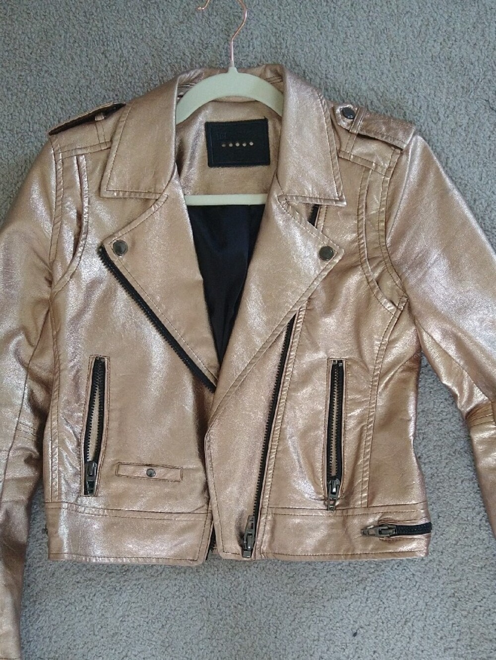 Blank NYC Beige & Metallic Rose Gold Nude Tan Leather Moto Jackets Bundle - Picture 3 of 7
